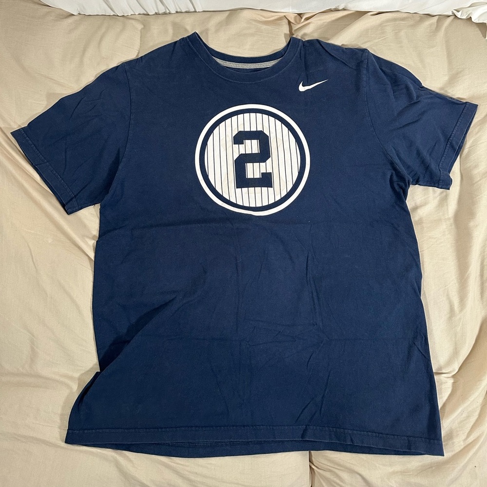 Derek Jeter #2 Nike Shirt Final Season Commemorative T-Shirt Navy Blue X-Large